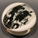 Antique American Graeser? Art Glass Paperweight Four Gentlemen Photo Plaque