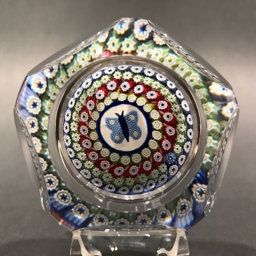 1976 Whitefriars Art Glass Paperweight Concentric Millefiori Butterfly Murrina