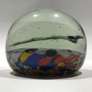 Antique German Thuringian Art Glass Paperweight Lampworked Flower & Millefiori Scramble