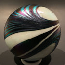 Signed David Lotton Art Glass Paperweight Iridescent Blue Wave Design