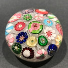 Antique Clichy Art Glass Paperweight Complex Millefiori on Lace with Yellow Rose