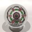 Antique Clichy Faceted Art Glass Paperweight Concentric Millefiori w/ 12 Roses