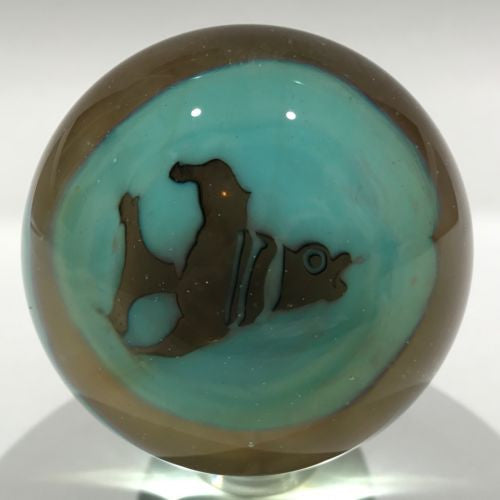 Signed Richard Ritter Art Glass Paperweight Millefiori & Fish Murrine