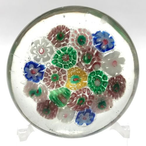 1930’s Chinese Art Glass Paperweight Complex Concentric Millefiori