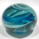 Vintage Art Glass Paperweight Blue and White Dump Glass Modern Swirl Design