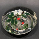 Vintage American Wetzel? Art Glass Paperweight Lampwork Cherries With Flower
