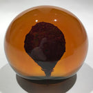 Unusual Signed Charles Lotton Art Glass Paperweight Amber Encased Modern Design