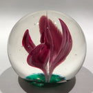 Vintage American Elwood Indiana Art Glass Paperweight Crimp Style Pink Tulip