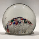 Antique French Art Glass Paperweight Concentric Complex Millefiori on Latticino