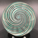 Vintage Pairpoint Art Glass Paperweight Green & White Swirl W/ Millefiori Center