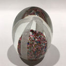 Vintage Murano Art Glass Egg Shaped Paperweight Latticino Streamer Crown