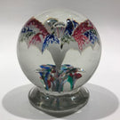 Antique Millville Footed Art Glass Paperweight Tricolor Paneled Umbrella