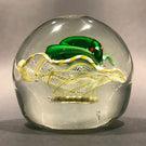 Rare Vintage Murano Art Glass Paperweight Coiled Snake in Yellow & White Basket