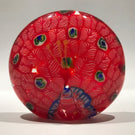 Vintage Chinese Art Glass Paperweight Peacock Complex Millefiori Feathers