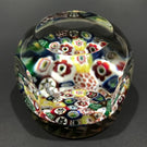 Vintage Murano Footed Art Glass Paperweight Closepacked Complex Millefiori