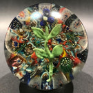 Antique German Thuringian Art Glass Paperweight Lampworked Flower & Millefiori Scramble