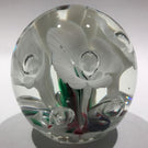 Vintage Monte Dunlavy Art Glass Paperweight Trumpet Flowers Colorful Ground