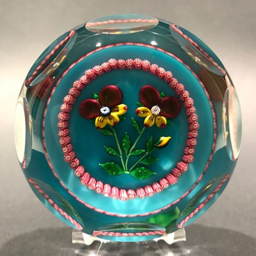 Saint Louis LE Art Glass Paperweight Les pensées de Colette Pansy & Millefiori