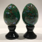 Pair of Murano Ferro Lazzarini Mantel Ornaments Art Glass Paperweight Millefiori Vines