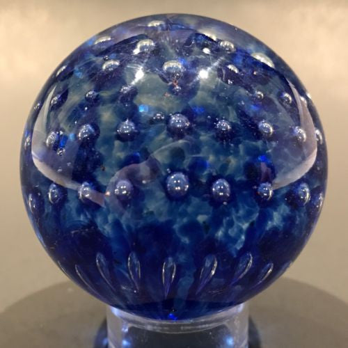 Rare Vintage Gentile Art Glass Marble Control Bubble Rings on Blue