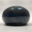 Signed Mark Cantor Art Glass Paperweight Metallic Pulled Feather Design