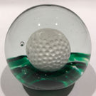 Large Vintage Elwood Ind Art Glass Sulphide Paperweight Golf Ball Green Ground