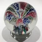 Antique Millville Footed Art Glass Paperweight Tricolor Paneled Umbrella
