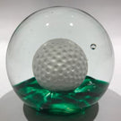 Large Vintage Elwood Ind Art Glass Sulphide Paperweight Golf Ball Green Ground
