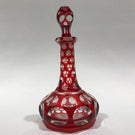 Antique American Sandwich? Art Glass Bottle Multifaceted Ruby Red Flash