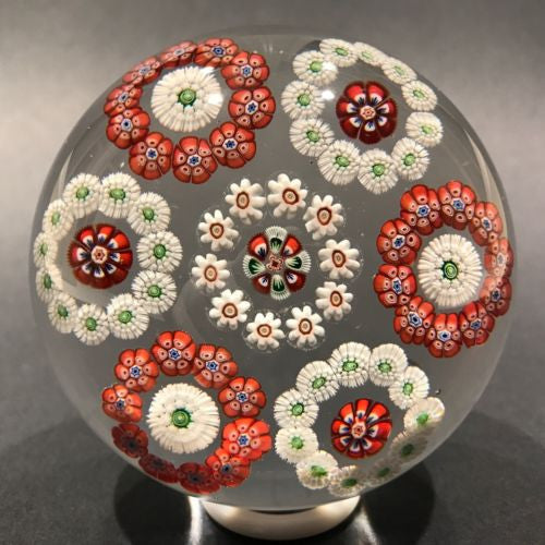 Huge Antique Baccarat Art Glass Paperweight Complex Millefiori Rondelle Design
