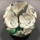 Vintage Monte Dunlavy Art Glass Paperweight Trumpet Flowers Colorful Ground