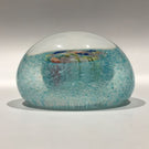 Vintage Miniature Murano Art Glass Paperweight Complex Daisy Millefiori on Blue