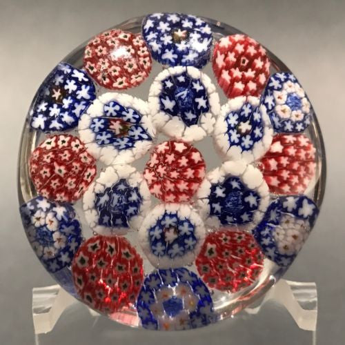 Antique Bohemian Art Glass Paperweight Concentric Complex Millefiori