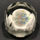 Vintage Murano Faceted Art Glass Paperweight Encased Floral Plaque