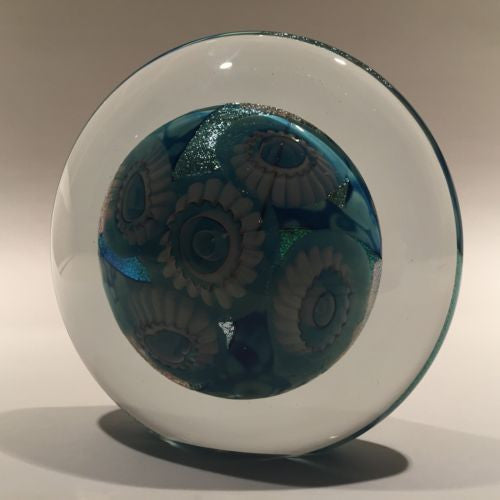 Large Robert Eickholt Art Glass Paperweight Dichroic Millefiori Disk S