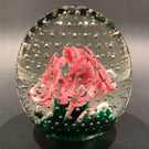 Vintage St Clair? Pink Trumpet Flowers in the Rain Art Glass Paperweight