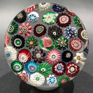 Huge Antique Clichy Art Glass Paperweight Spaced Complex Millefiori w/ Roses