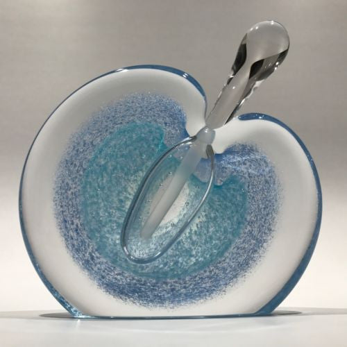 Signed Michael Nourot Art Glass Paperweight Perfume Bottle Modern Blue Design