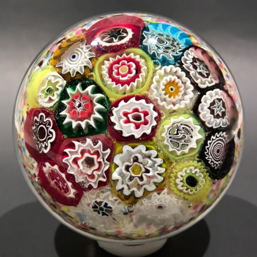 Early Murano Art Glass Paperweight Large Complex Millefiori Multicolored cushion