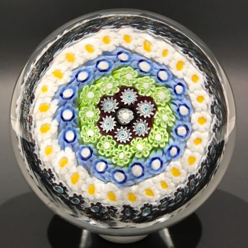 Large Signed La Murrina Murano Art Glass Paperweight Concentric Millefiori