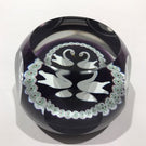 Vintage William Manson Art Glass Paperweight Pair of Swans & Millefiori Garland