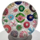 Antique Clichy Art Glass Paperweight Complex Millefiori on Lace with Yellow Rose
