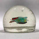 Vintage Murano Art Glass Paperweight Lampworked Butterfly on Latticino Basket