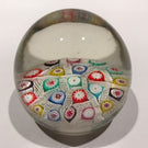Rare Murano Art Glass Paperweight Chequered Spaced Millefiori