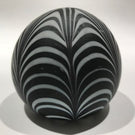 Vintage Murano Art Glass Paperweight Black & White Satin Finished Marbrie