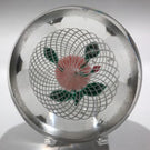 Antique New England Glass Co. NEGC Glass Paperweight Lampworked Pink Pompon Flower Basket