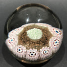 Vintage Murano Art Glass Paperweight Complex Millefiori On Aventurine