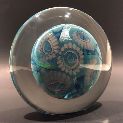 Large Robert Eickholt Art Glass Paperweight Dichroic Millefiori Disk S