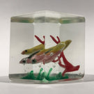 Early Chinese Faceted Art Glass Paperweight Painted Sulphide Birds in a Tree