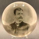 Antique American Albert Greaser? Art Glass Encased Photo Plaque Paperweight